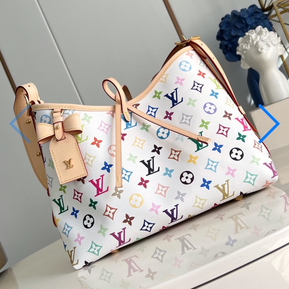 New Multicolor Monogram Shoulder Bag w/adjustable vachetta leather strap